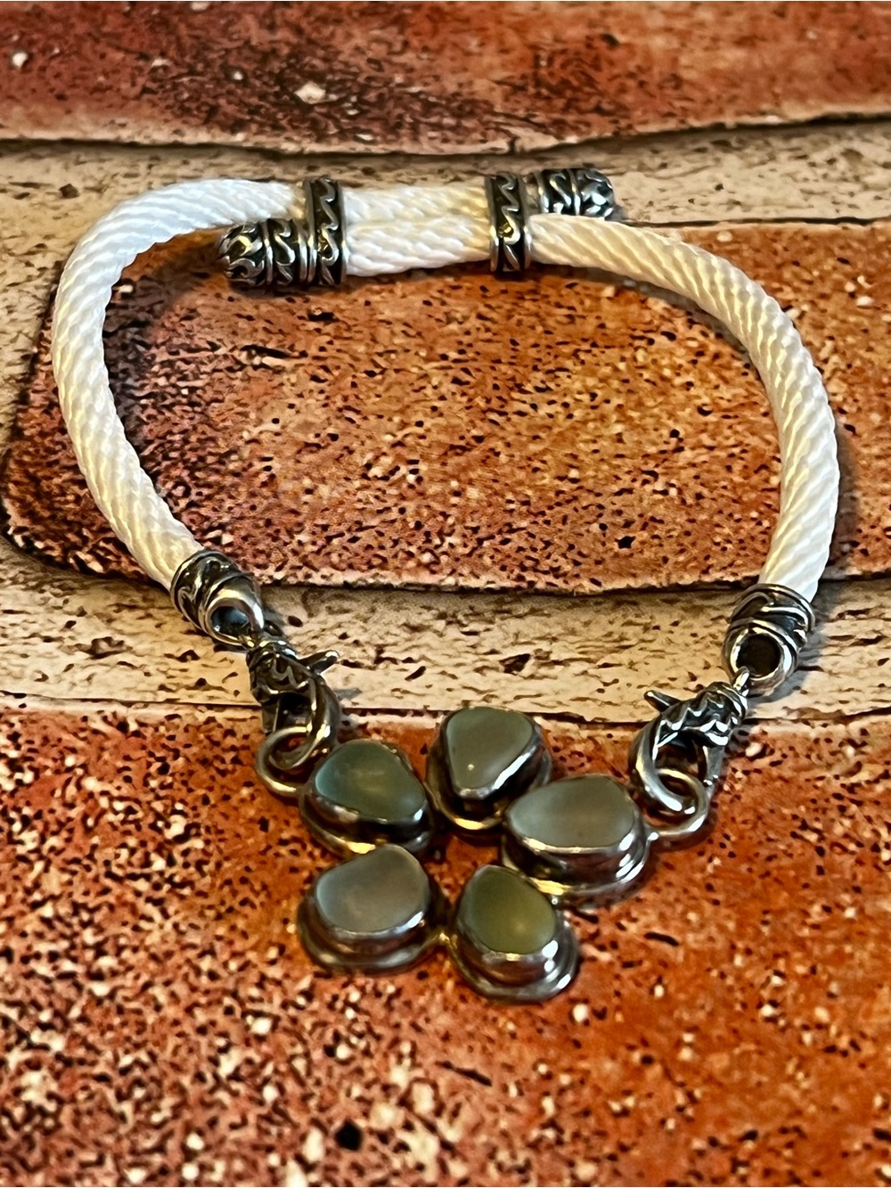 Ocean Soul Handcrafted Sea Glass Flower 925 Bracelet